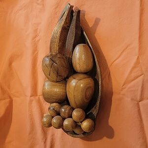 Wood Carved Fruit Bowl